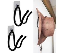 AUXPhome Cowboy Hat Rack Hat Holder Hat Organizer Wall Mount Display Hat Storage Hook Hat Hangers - No Installation Tool Required, Strong Self-Adhesive - Easily Adjustable- Fit Any Hat - 2 Pack