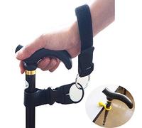 AUXPhome Easy Fit All Cane/Crutch/Walking Stick Support Clip Holder Grip Aid (Yellow) / Clip On Table Rest， and Elastic Wrist Strap (Black) / Keep Your Walking Cane Within Reach. - Universal