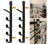 AUXPhome Fishing Rod Wall Storage Rack, Fishing Pole Holder Wall Mount Fishing Rods Storage Organizer for Garage & Cabin & Basement - Holds up to 5 Fishing Rods - Easy to Install - Hardware Included