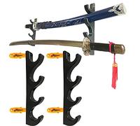 AUXPhome Four-Layer Wall-Mounted Sword Stand Display Stand, Sword Holder, Sword Stand, Sword Hook, Sword Hanger Bracket Sword Rack - Easy to Install - No Sword - 2 Pack - Black
