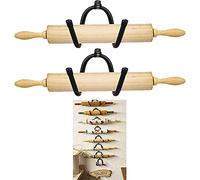 AUXPhome Set of 2 - Rolling Pin Holder Rolling Pin Display Rack Rolling Pin Storage - Wall Hanging Multi Purpose Bottle Rack - Rustic Home Decor Colonial Wall Décor - No Rolling Pin