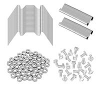 AUXSOUL 200 Pcs Greenhouse Glass Clips 100 Stainless Steel Glazing Clips W and Z Wire Clips 100 Nuts and Bolts Pane Fixing Clips Parts Garden Supplies
