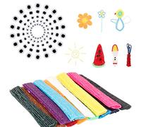AUXSOUL 500 Pieces Wax Craft Sticks Non-Toxic Bendable Wax Sticks 100 Pairs Googly Eyes Kids Crafts Set DIY Crafting Kit for Kids DIY Art Supplies Toys