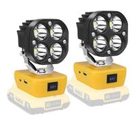 AUXTINGS 2 Pcs 4000LM LED Work Light for Dewalt 20V Battery,Max 40W Floodlight Battery Lights with Low Voltage Protection USB and Type C Output Port LED Light for Outdoors and Job Site Lighting