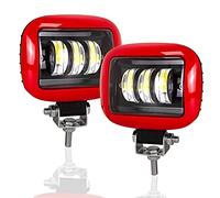 AUXTINGS 2 Pieces 5 inch 27W Led Work Light 6D Lens Square Red Offroad Driving Fog Lamp Lights for 4x4 4WD Truck Auto ATV UTV SUV Trailer,12V 24V