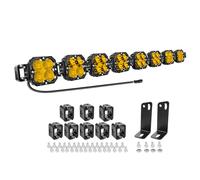 AUXTINGS 240W 52 inch Yellow LED Light Bar with DT Wiring,Straight Curved Adjustable Spot Flood Beam Off Road 4X4 Waterproof Driving Fog Lights for 12V 24V Vehicle 4WD Car SUV Truck Tractor Trailer