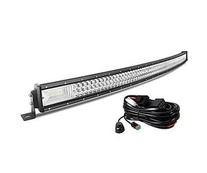 AUXTINGS 52 inch 132cm 675W Curved LED Light Bar 7D Lens Spot Flood Beam Triple Row LED Work Driving Lights with Wiring Harness Kit for Off Road ATV AWD SUV 4WD 4x4 Pickup,12V 24V DT Connector IP67