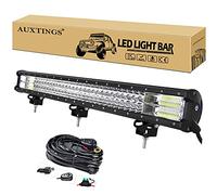 AUXTINGS 72cm 28 inch 396W LED Light Bar Triple Row Spot Flood Combo Beam Off Road Lights Waterproof Work Lighthouse with Wiring for Truck Jeep SUV ATV UTV Boat Lights, 12V 24V