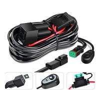 AUXTINGS LED Light Bar Wiring Harness Kit 3 Meter DT Plug 12V 16AWG On/Off Switch Power Relay Blade Fuse for Off Road Driver Fog Work Light (1 Lead)