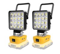 AUXTINGS LED Work Light for Dewalt 20V Battery,20V Max 48W 4800LM Floodlight Battery Lights with Low Voltage Protection USB and Type C Output Port LED Light for Outdoors and Job Site Lighting,2 Pcs