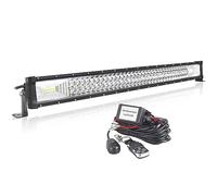 AUXTINGS Straight 32 inch 405W Car Led Light Bar With 12V Strobe Remote Control Wiring Harness Cable Kit 6000K Flood Spot Beam Triple Row Driving Work Lamp for Jeep Off road Truck SUV 4x4