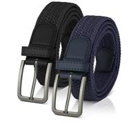 AUYAO 2 Pack Mens Belt, Elastic Braided Stretch Belt 105cm/41.33inch for Men Women, Adjustable, Casual Elastic Woven Golf Belts for Jeans Suitable for Work and Travel
