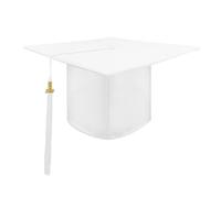 AUYAO Adult Unisex Graduation Hat, White, Classic Style, Adjustable Size, Academic Theme, Derby Form, Solid Pattern, Lightweight & Breathable, One Size (48-58cm), Spring/Summer, Graduation Cap