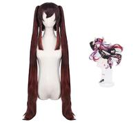 AUYAO Anime Cosplay Wig Genshin Impact Hutao Wig Brown Pigtails Wig Hair Brown Pigtails Wig Cosplay Wig Pigtail Long Straight Hair With Bang Ponytail Costume Hair for Halloween Party Carnival