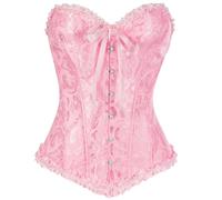 AUYAO Corset Tops for Women Women's Lace Up Boned Overbust Corset Bustier, Black Bustier Shapewear Lingerie Bodyshaper Top Plus Size Halloween Costume Outfit Push Up Bodysuit Retro Overbust Top