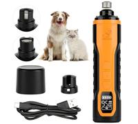 AUYAO Dog Nail Grinders Upgraded Super Silent Cat Claw Nail Clippers 3-Speed Electric Pet Electric Nail File Nail Scissors Nail Trimmer File with 2 LED Lights for Small to Large Dogs(Black Orange)