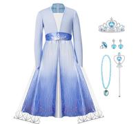 AUYAO Elsa Princess Costume Elsa Dress Up for Girl, Elsa Anna Fancy Dress for Girl, Snow Queen Long Sleeves Outfit for Carnival, Birthday, Halloween, Cosplay, Party, Bridesmaid(Age 3 Years)