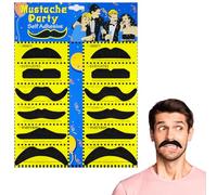 AUYAO Fake Moustache 12 Pcs Black Realistic Moustaches Kit Fake Beard Halloween Mustache Stick On Self Adhesive Novelty False Beard Fancy Dress Costume Accessory for Christmas Pirate 70s 80s Party