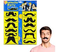 AUYAO Fake Moustache 12 Pcs Different Realistic Moustaches Kit Fake Beard Halloween Mustache Stick On Self Adhesive Novelty False Beard Fancy Dress Costume Accessory for Christmas Pirate 70s 80s Party