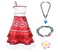 AUYAO Girls Moana Princess Costume Ocean Princess Fancy Dress Outfit Adventure One Shoulder Princess Dress Moana Costume Birthday Halloween World Book Day Therm Party Cosplay Dressing up Costume(110)