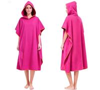 AUYAO Hooded Poncho Towel Adult Towel Wrap Robe Microfibre Changing Robe Towel with Pocket Oversized Towel Poncho Beach Universal Size Cover-Up Bath Towel with Hood for Swimming Surfing(Rose Red)