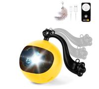 AUYAO Interactive Cat Ball Toy Moving Cat Ball Fun Tracker Electric Automatic Rolling Dog Ball with Tail Smart Chase Teaser Pet Balls with 3 Mode Touch Activation for Large Medium & Small Pets(Yellow)