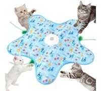 AUYAO Interactive Cat Toy Hide and Seek Interactive Cat Toys Touch-Activated Kitten Toy Moving Concealed Wand Feather 3 in 1 Automatic 3 Modes Exercise Toys for Indoor Bored Adult Cats(Blue)