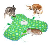 AUYAO Interactive Cat Toy Hide and Seek Interactive Cat Toys Touch-Activated Kitten Toy Moving Concealed Wand Feather 3 in 1 Automatic Exercise Toys for Indoor Bored Adult Cats(Green Polka Dot)