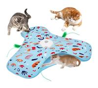 AUYAO Interactive Cat Toy Hide and Seek Interactive Cat Toys Touch-Activated Kitten Toy Moving Concealed Wand Feather 3 in 1 Automatic 3 Modes Exercise Toys for Indoor Bored Adult Cats(Blue Cat Paw)