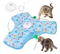 AUYAO Interactive Cat Toy Hide and Seek Interactive Cat Toys Touch-Activated Kitten Toy Moving Concealed Wand Feather 3 in 1 Automatic 3 Modes Exercise Toys for Indoor Bored Adult Cats(Blue)