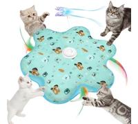 AUYAO Interactive Cat Toy Hide and Seek Interactive Cat Toys Touch-Activated Kitten Toy Moving Concealed Wand Feather 3 in 1 Automatic 3 Modes Exercise Toys for Indoor Cats(Cartoon Mouse + Butterfly)