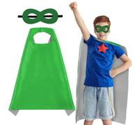 AUYAO Kids Cape Double-Sided Dual-Color Cape, Party Costume Cloak Mask Set Outfits with 1 Pc Felt Mask, Masquerade Cosplay Reversible Cloak Dressing up Halloween Christmas for Boy Girl(Gray+Green)