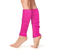 AUYAO Knitted Leg Warmers for Women Girls, Boot Cuffs Warm Knee Warmers, Ladies 80s Plain Ribbed Leg Warmers, Women Knit Leg Warmers for Skating Yoga Accessories (Rose red, one size)