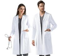 AUYAO Lab Coat Women Men White Cotton Polyester Medical Coat Science Doctor Scientist Coat Adult Labcoat Chemistry Laboratory Food Coat Workwear Uniform Fancy Dress Costume with Pocket(Upgraded)