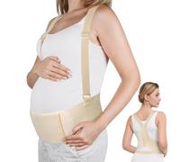 AUYAO Pregnancy Belly Band Shoulder Strap Belly Support Brace Maternity Belt Abdominal Binder Maternity Belt, Elastic Pregnancy Support Belt Pelvic Girdle Belt for Pregnancy Support(Skin Color-XL)