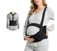 AUYAO Pregnancy Belly Band Shoulder Strap Belly Support Brace Maternity Belt Abdominal Binder Maternity Belt, Elastic Pregnancy Support Belt Pelvic Girdle Belt for Pregnancy Support(Black-XL)