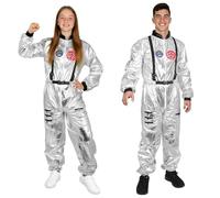 AUYAO Silver Astronaut Costume Adult Astronaut Jumpsuit Costume Men Women Spaceman Costume Space Uniform Suit Space Cadet Fancy Dress Cosplay Halloween Party Funny Outfit(M)