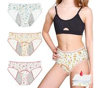 AUYAO Teen Girls Period Pants, 3Pcs Breathable Cotton Period Panties, Soft Leakproof Menstrual Underwear, Clean and Washable Teen Girls Knickers, Mid Waist Solid Panties for Teenage Age 8-18