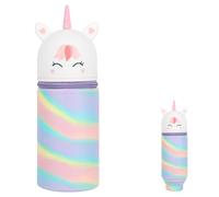 AUYAO Telescopic Pencil Case 2-in-1 Soft Silicone Case Retractable Silicone Pencil Case Small Stationery Case Standing Pen Holder Pop Up Pencil Box for School Students Teens Girls Boys(Unicorn Style)