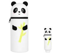 AUYAO Telescopic Pencil Case 2-in-1 Soft Silicone Case Retractable Silicone Pencil Case Small Stationery Case Standing Pen Holder Pop Up Pencil Box for School Students Teens Girls Boys(Panda Style)