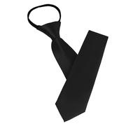 AUYAO Zipper Tie for Men Pre-Tied Neck Tie, Mens Solid Color Tie Adjustable Neck Tie, Zipper Necktie Clip on Tie Neckwear Unisex for Office Graduation School Uniform Wedding Business(Polyester-Black)