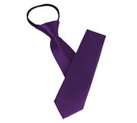 AUYAO Zipper Tie for Men Pre-Tied Neck Tie, Mens Solid Color Tie Adjustable Neck Tie, Zipper Necktie Clip on Tie Neckwear Unisex for Graduation School Uniform Wedding Business(Polyester-Dark Purple)