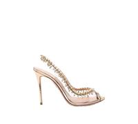 AUYBGGKEE Transparent High Heels with Rhinestone Sandals Women's Sexy Slingback Stilettos Comfortable Wedding Shoes (Gold, 4 UK)