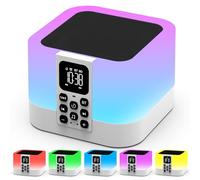 AUYLE Night Light Bluetooth Speaker, Alarm Clock White Noise Sound Machine,Touch Bedside Lamp for Bedroom, Dimmable Warm Light, LED Colour Changing Lamp,Best Gifts for Teenage Girls Boys