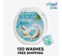 Auyol 5th Gen Extra Large Coconut Sea Salt Scented Laundry Detergent Pods Washing Pod Washing Detergent Pod Laundry Detergent 120PCS in Blue Auyol Blue