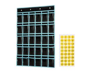 AUYXSSZ Durable Classroom Pocket Chart Organizer For Sundries And tional Items Offers Clear Pockets For Easy Visibility Clear Calculators Holder Wall Door, Black, 96x67cm
