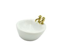 AUYXSSZ Mini Washbasin Dollhouse Bathroom Scene 1/12 Scale Luxury Doll Accessories Harmonic Ceramic Enhances DIY Decor Settings Mini Basin Sink Ceramic , Oval