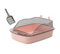 AUYXSSZ Reliable Pet Litter Box With Elevated Borders Excellent For Kittens Easy To Clean Preventing Unwanted Mess Open Air Cats Litter Pan Kitten Indoor Cats, pink, 50x34x18cm