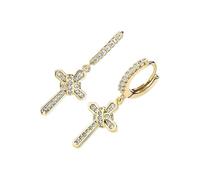 AUYXSSZ Small Cross Hoop Earrings Copper Gold Plated Shiny Gift Stylish For Women Applicable OccasionsYou Can Wear For Weddings Cross Hoop Earrings 14K Copper