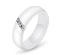 AUYXSSZ Zircon Ring Smooth Ceramic Simple Style Rings Women,White,8
